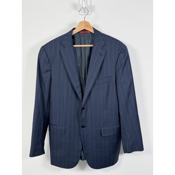 Isaia Other - Isaia Napoli Blazer Mens 42R Blue Pinstripes Wool Super 150s Suit Coat Jacket